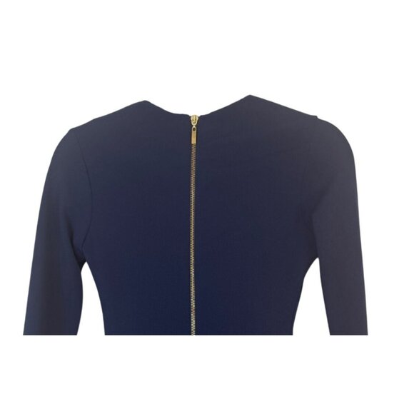 2/$30 B DARLIN Small Navy Blue Bell Sleeve Mini Dress Gold Back Zipper - Picture 14 of 16
